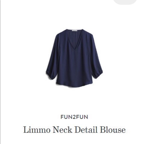 Navy V-Neck Detail Blouse - Picture 1 of 5